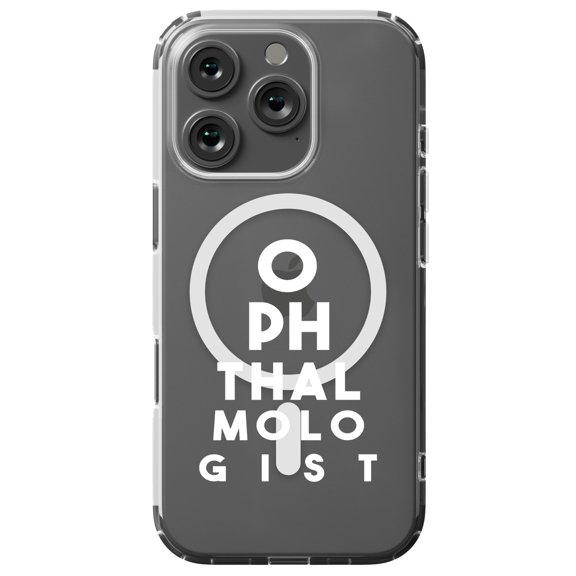 DistinctInk MagSafe Clear Case for Apple iPhone 16 Pro (6.3" Screen) - Ophthalmologist Eye Chart - Lightweight Grip