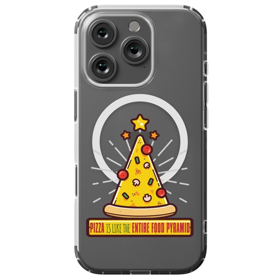 DistinctInk MagSafe Clear Case for Apple iPhone 16 Pro (6.3" Screen) - Pizza Entire Food Pyramid - Lightweight Grip