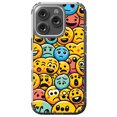 thumbnail image 1 of DistinctInk Hybrid Case for iPhone 16 PRO - Slim, Durable, Compatible with MagSafe Charging - Playful Cartoon Smiley Faces Pattern, 1 of 3
