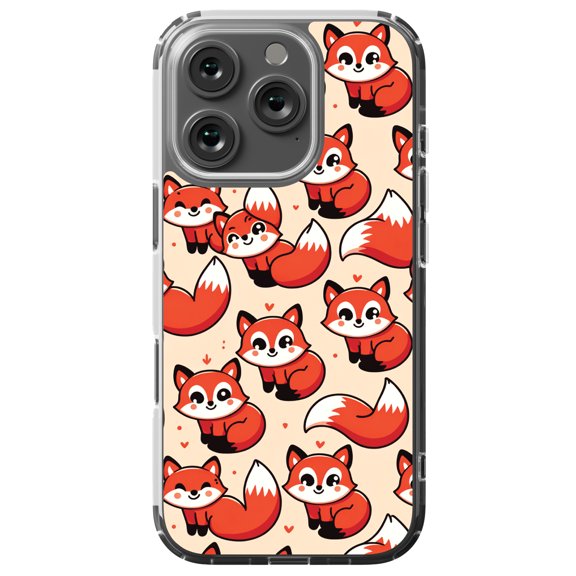 DistinctInk MagSafe Clear Case for Apple iPhone 16 Pro (6.3" Screen) - Playful Foxes: A Cheerful Cartoon Pattern - Lightweight Grip