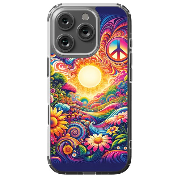 DistinctInk Hybrid Case for iPhone 16 PRO - Slim, Durable, Compatible with MagSafe Charging - Psychedelic Harmony Art Print
