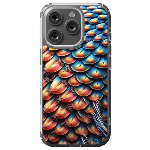 DistinctInk Hybrid Case for iPhone 16 PRO - Slim, Durable, Compatible with MagSafe Charging - Rainbow Exotica Macro Textures