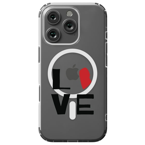 DistinctInk Hybrid Case for iPhone 16 PRO - Slim, Durable, Compatible with MagSafe Charging - Rhode Island - Love Red & Black