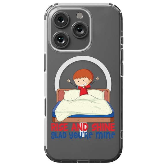 DistinctInk MagSafe Clear Case for Apple iPhone 16 Pro (6.3" Screen) - Rise And Shine Glad You're Mine - Tempered Glass Back