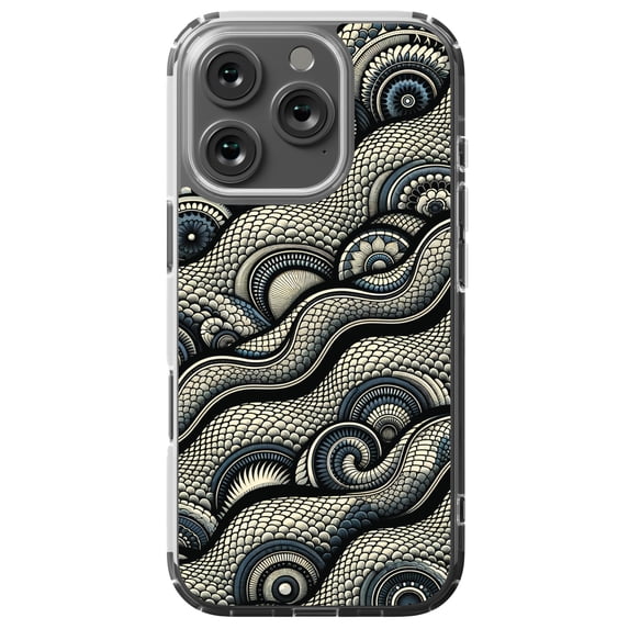 DistinctInk MagSafe Clear Case for Apple iPhone 16 Pro (6.3" Screen) - Serene Scales Wave Artwork - Slim Profile Design