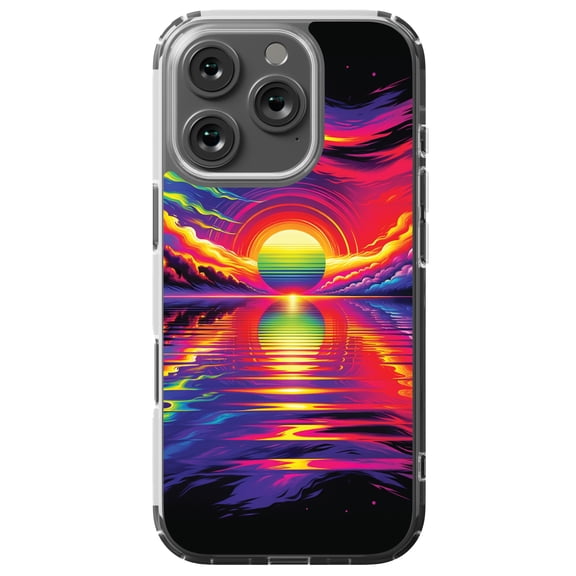 DistinctInk MagSafe Clear Case for Apple iPhone 16 Pro (6.3" Screen) - Spectrum Bliss Modern Wall Art - Tempered Glass Back