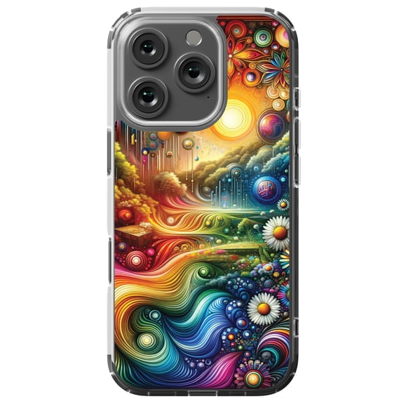 DistinctInk MagSafe Clear Case for Apple iPhone 16 Pro (6.3" Screen) - Spectrum Dreamscape Wall Art - Shockproof Protection