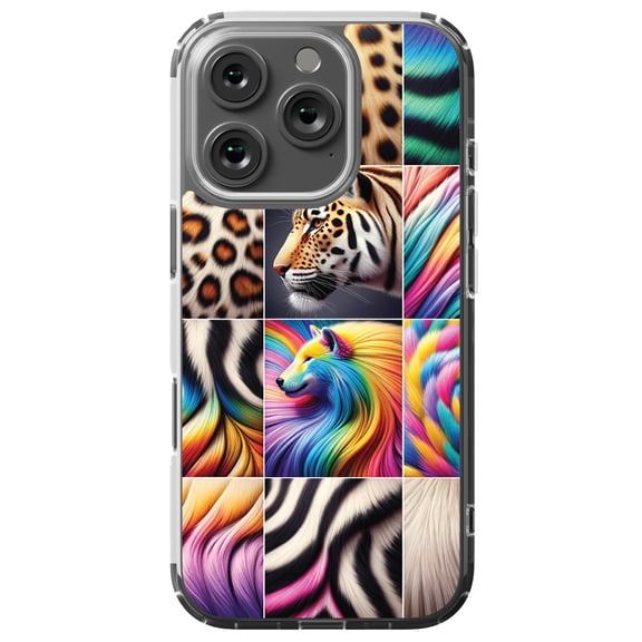 DistinctInk MagSafe Clear Case for Apple iPhone 16 Pro (6.3" Screen) - Spectrum Safari Textile Prints - Slim Profile Design