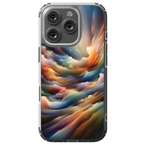 DistinctInk MagSafe Clear Case for Apple iPhone 16 Pro (6.3" Screen) - Spectrum Whorl: Virtual Artprint - Tempered Glass Back