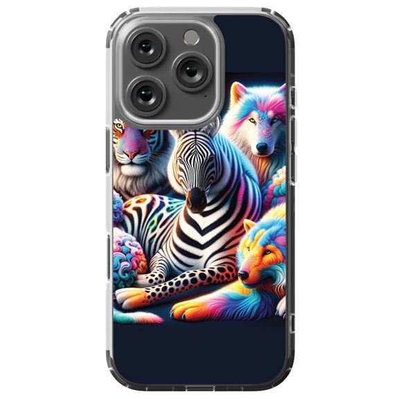 DistinctInk Hybrid Case for iPhone 16 PRO - Slim, Durable, Compatible with MagSafe Charging - Spectrum Wildlife Fantasy Wallpaper