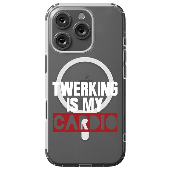 DistinctInk MagSafe Clear Case for Apple iPhone 16 Pro (6.3" Screen) - Twerking is My Cardio - Lightweight Grip