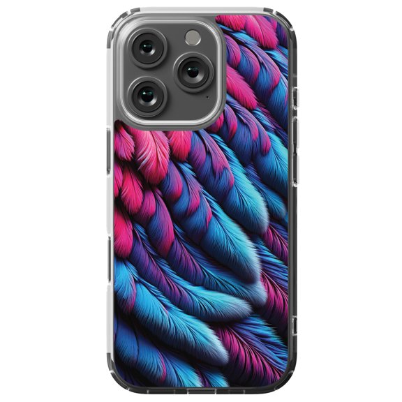 DistinctInk Hybrid Case for iPhone 16 PRO - Slim, Durable, Compatible with MagSafe Charging - Vibrant Plumage Macro Wallpaper