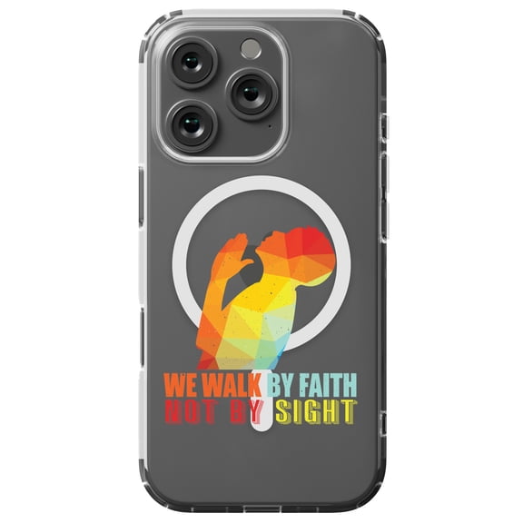 DistinctInk MagSafe Clear Case for Apple iPhone 16 Pro (6.3" Screen) - Walk By Faith Not Sight - Lightweight Grip