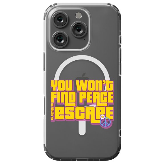 DistinctInk Hybrid Case for iPhone 16 PRO - Slim, Durable, Compatible with MagSafe Charging - Won't Find Peace Trying To Escape
