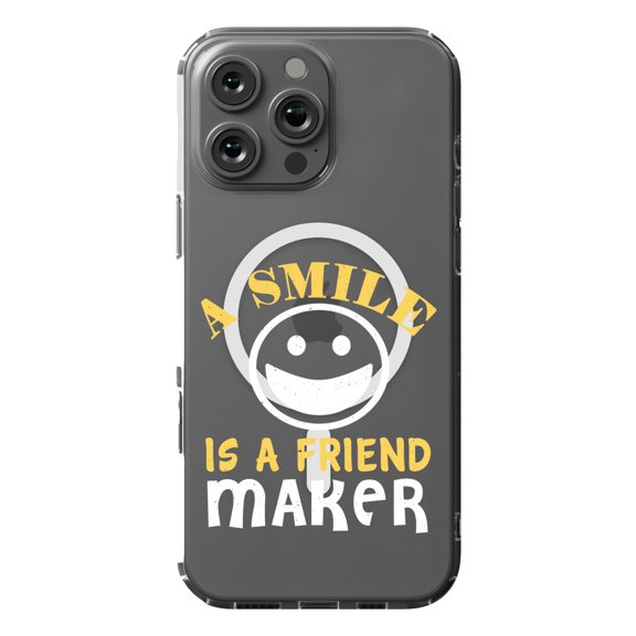 DistinctInk MagSafe Clear Case for Apple iPhone 16 Pro Max (6.9" Screen) - A Smile Is A Friend Maker - Slim Profile Design