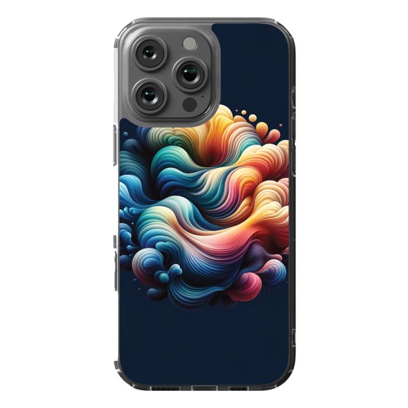 DistinctInk Hybrid Case for iPhone 16 Pro MAX - Slim, Durable, Compatible with MagSafe Charging - Abstract Harmonic Waves Wallpaper