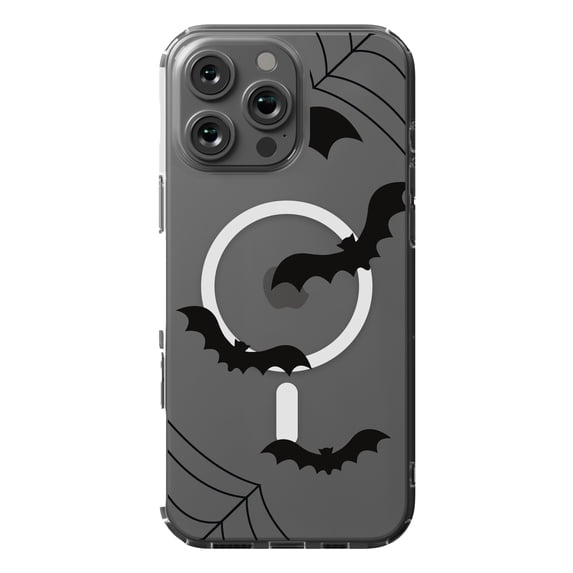 DistinctInk Hybrid Case for iPhone 16 Pro MAX - Slim, Durable, Compatible with MagSafe Charging - Bats and Spider Webs