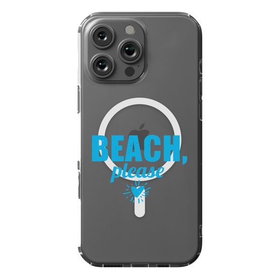 DistinctInk MagSafe Clear Case for Apple iPhone 16 Pro Max (6.9" Screen) - Beach, Please - Tempered Glass Back
