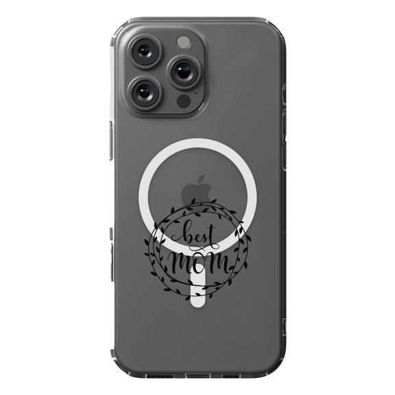 DistinctInk MagSafe Clear Case for Apple iPhone 16 Pro Max (6.9" Screen) - Vine Wreath - Tempered Glass Back