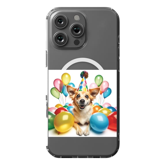 DistinctInk Hybrid Case for iPhone 16 Pro MAX - Slim, Durable, Compatible with MagSafe Charging - Birthday Portuguese Podengo Pequeno