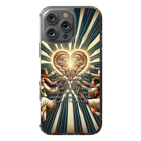 DistinctInk MagSafe Clear Case for Apple iPhone 16 Pro Max (6.9" Screen) - Deeply Loving One Another: 1 Peter 1:22 - Wireless Charging Compatible