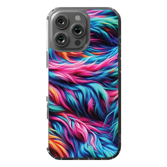 DistinctInk MagSafe Clear Case for Apple iPhone 16 Pro Max (6.9" Screen) - Electric Flux Movement Art Therapy - Tempered Glass Back