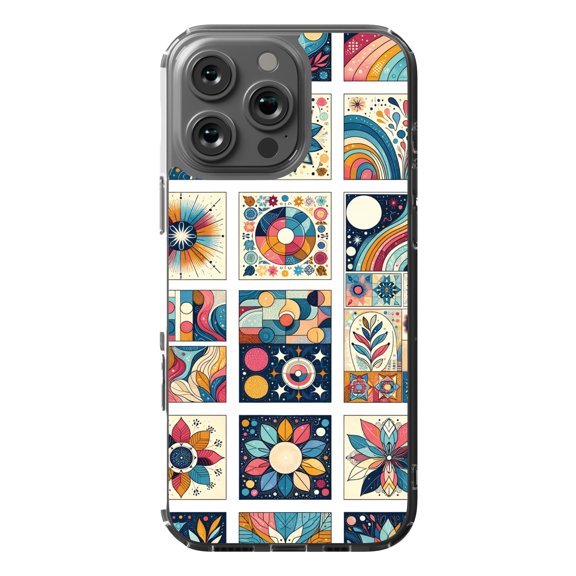DistinctInk Hybrid Case for iPhone 16 Pro MAX - Slim, Durable, Compatible with MagSafe Charging - Enchanting Astro Bohemian Art