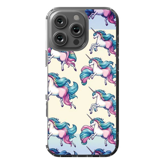 DistinctInk Hybrid Case for iPhone 16 Pro MAX - Slim, Durable, Compatible with MagSafe Charging - Enchanting Symphony: Majestic Unicorns in Patterns