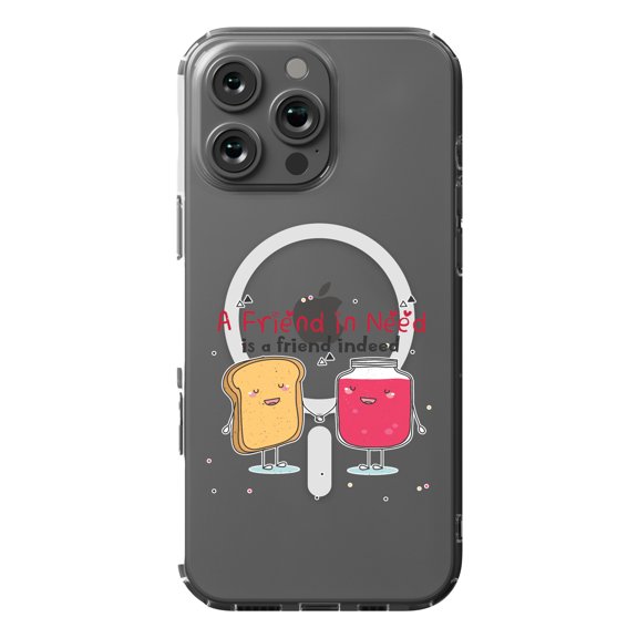 DistinctInk MagSafe Clear Case for Apple iPhone 16 Pro Max (6.9" Screen) - Friend In Need Friend Indeed - Raised Bezel Screen Guard