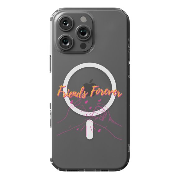 DistinctInk MagSafe Clear Case for Apple iPhone 16 Pro Max (6.9" Screen) - Friends Forever - Raised Bezel Screen Guard