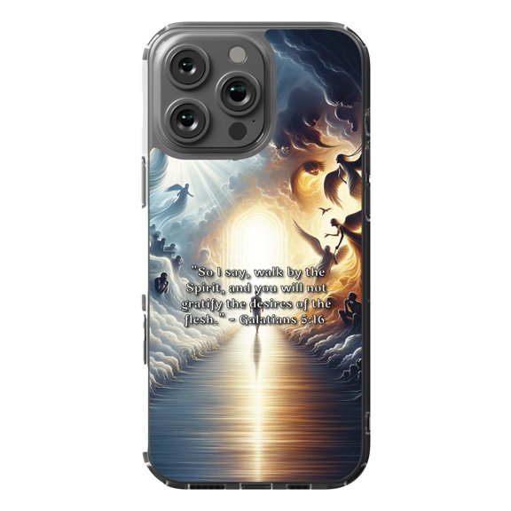 DistinctInk Hybrid Case for iPhone 16 Pro MAX - Slim, Durable, Compatible with MagSafe Charging - "Galatians 5:16 - Walk by the Spirit for Freedom"