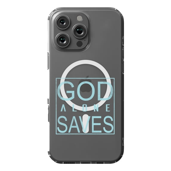 DistinctInk MagSafe Clear Case for Apple iPhone 16 Pro Max (6.9" Screen) - God Alone Saves - Wireless Charging Compatible