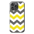 thumbnail image 1 of DistinctInk Hybrid Case for iPhone 16 Pro MAX - Slim, Durable, Compatible with MagSafe Charging - Grey Yellow Chevron Stripes, 1 of 3