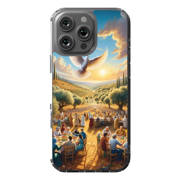 DistinctInk Hybrid Case for iPhone 16 Pro MAX - Slim, Durable, Compatible with MagSafe Charging - Harmony Blossoms in Ancient Palestinian Landscape