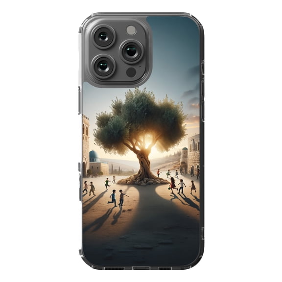 DistinctInk MagSafe Clear Case for Apple iPhone 16 Pro Max (6.9" Screen) - Harmony Under the Olive Tree: A Peaceful Palestine - Slim Profile Design