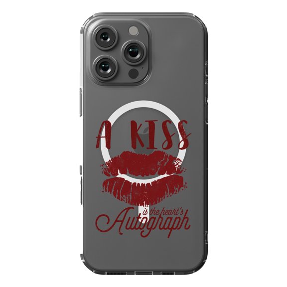 DistinctInk MagSafe Clear Case for Apple iPhone 16 Pro Max (6.9" Screen) - Kiss Heart's Autograph - Raised Bezel Screen Guard
