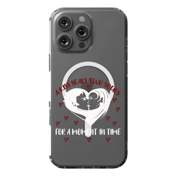 DistinctInk MagSafe Clear Case for Apple iPhone 16 Pro Max (6.9" Screen) - Kiss Seals Two Souls Moment In Time - Wireless Charging Compatible