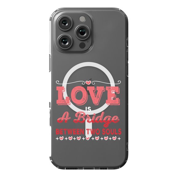 DistinctInk MagSafe Clear Case for Apple iPhone 16 Pro Max (6.9" Screen) - Love Bridge Between Two Souls - Tempered Glass Back