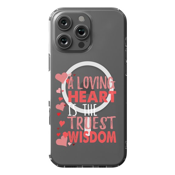 DistinctInk Hybrid Case for iPhone 16 Pro MAX - Slim, Durable, Compatible with MagSafe Charging - Loving Heart Truest Wisdom