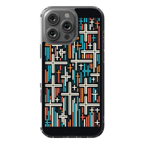 DistinctInk Hybrid Case for iPhone 16 Pro MAX - Slim, Durable, Compatible with MagSafe Charging - Mesmerizing Christian Crosses: Bold and Contrast