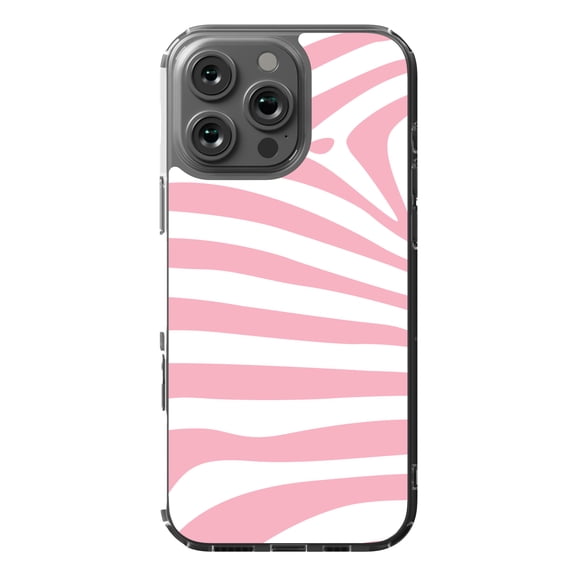 DistinctInk MagSafe Clear Case for Apple iPhone 16 Pro Max (6.9" Screen) - Pink & White Zebra Skin Stripes - Slim Profile Design