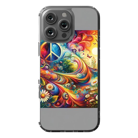 DistinctInk Hybrid Case for iPhone 16 Pro MAX - Slim, Durable, Compatible with MagSafe Charging - Psychedelic Harmony Art Canvas