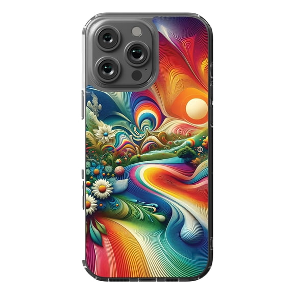 DistinctInk MagSafe Clear Case for Apple iPhone 16 Pro Max (6.9" Screen) - Psychedelic Harmony Art Print - Tempered Glass Back