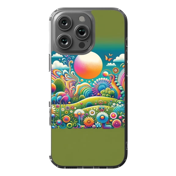 DistinctInk MagSafe Clear Case for Apple iPhone 16 Pro Max (6.9" Screen) - Psychedelic Harmony Wall Canvas - Slim Profile Design
