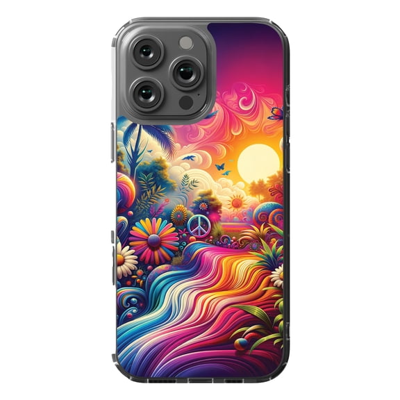 DistinctInk MagSafe Clear Case for Apple iPhone 16 Pro Max (6.9" Screen) - Psychedelic Nature Harmony Print - Lightweight Grip