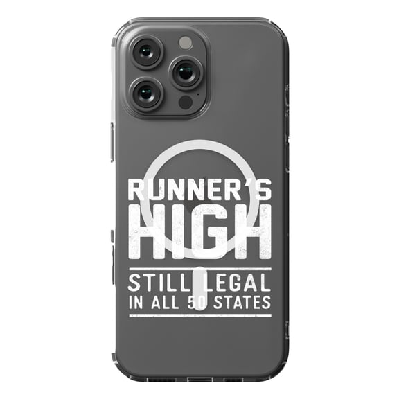 DistinctInk MagSafe Clear Case for Apple iPhone 16 Pro Max (6.9" Screen) - Runner's High Still Legal in All 50 States - Wireless Charging Compatible