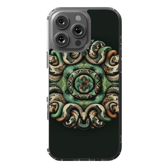 DistinctInk Hybrid Case for iPhone 16 Pro MAX - Slim, Durable, Compatible with MagSafe Charging - Serpentine Harmony Artwork Mural