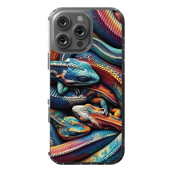 DistinctInk MagSafe Clear Case for Apple iPhone 16 Pro Max (6.9" Screen) - Serpentine Spectrum: Art Plus Work - Wireless Charging Compatible