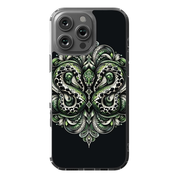 DistinctInk MagSafe Clear Case for Apple iPhone 16 Pro Max (6.9" Screen) - Serpentine Symmetry Wall Art - Shockproof Protection