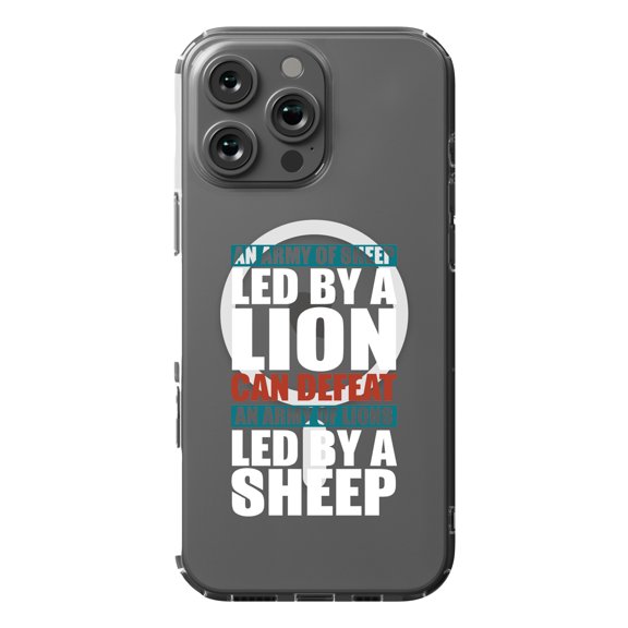 DistinctInk MagSafe Clear Case for Apple iPhone 16 Pro Max (6.9" Screen) - Sheep Led By Lion Defeat Lions Led By Sheep - Tempered Glass Back